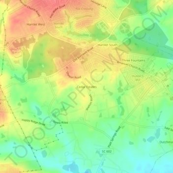 Cedar Estates topographic map, elevation, terrain