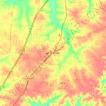 White House topographic map, elevation, terrain