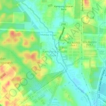Kampung Maju Jaya topographic map, elevation, terrain
