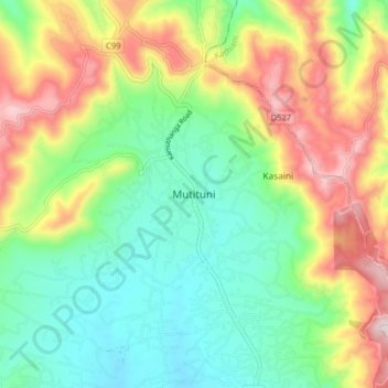 Mutituni topographic map, elevation, terrain