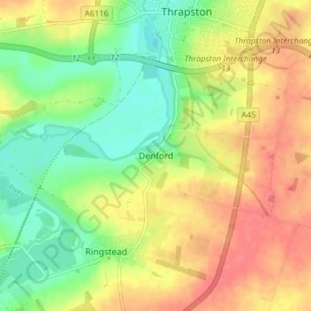 Denford topographic map, elevation, terrain