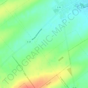 Les Fontaines topographic map, elevation, terrain