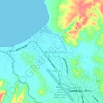 Brang Biji topographic map, elevation, terrain