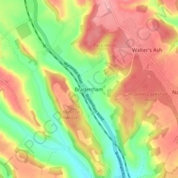 Bradenham topographic map, elevation, terrain