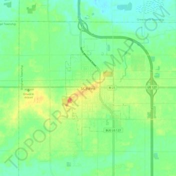 St. Johns topographic map, elevation, terrain