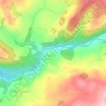 Hafod Estate topographic map, elevation, terrain