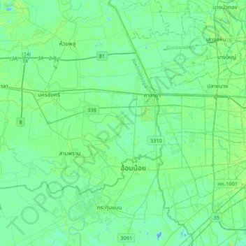 Bang Krathuek topographic map, elevation, terrain