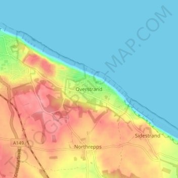 Overstrand topographic map, elevation, terrain