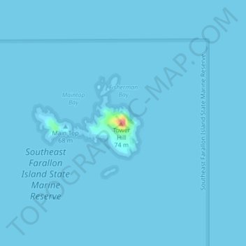 Farallon Island topographic map, elevation, terrain