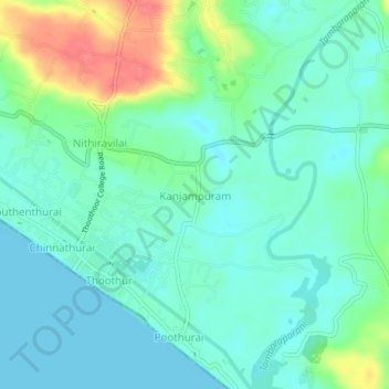 Kanjampuram topographic map, elevation, terrain