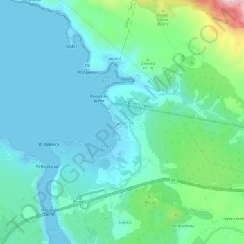 Rovanjska topographic map, elevation, terrain