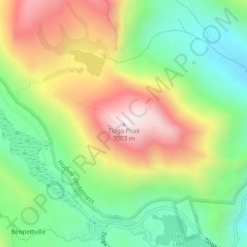 Tioga Peak topographic map, elevation, terrain