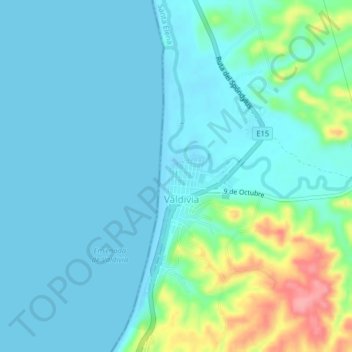 Valdivia topographic map, elevation, terrain