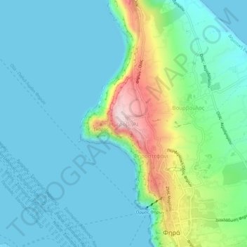 Imerovigli topographic map, elevation, terrain