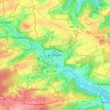 Kirchaich topographic map, elevation, terrain
