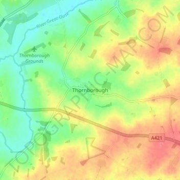 Thornborough topographic map, elevation, terrain