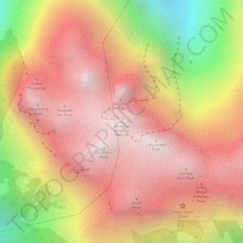 Mount Kinabalu topographic map, elevation, terrain