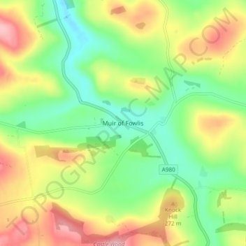 Muir of Fowlis topographic map, elevation, terrain