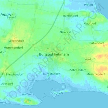 Burg auf Fehmarn topographic map, elevation, terrain