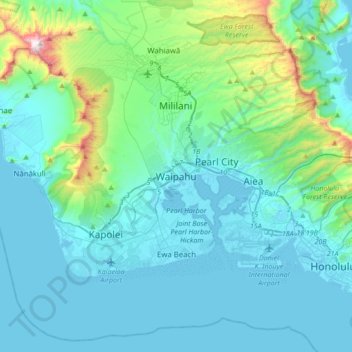 Waipahu topographic map, elevation, terrain