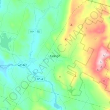 Orange topographic map, elevation, terrain