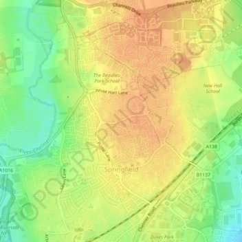 Springfield topographic map, elevation, terrain