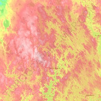 Central Finland topographic map, elevation, terrain