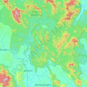Jerantut topographic map, elevation, terrain