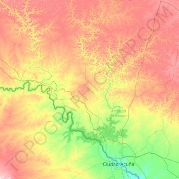 Val Verde County topographic map, elevation, terrain