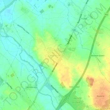 Whitminster topographic map, elevation, terrain