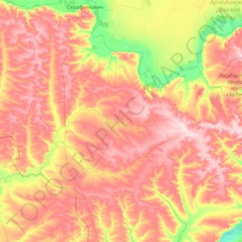 Kletsky District topographic map, elevation, terrain