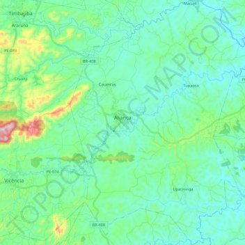 Aliança topographic map, elevation, terrain