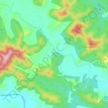 Lower Pappinbarra topographic map, elevation, terrain