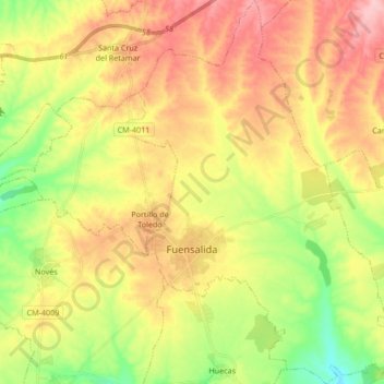 Fuensalida topographic map, elevation, terrain