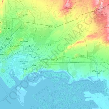 Bin Qasim Town topographic map, elevation, terrain