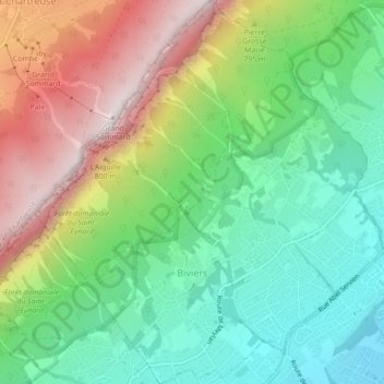 Biviers topographic map, elevation, terrain