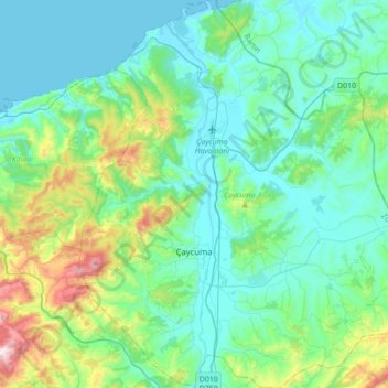 Çaycuma topographic map, elevation, terrain