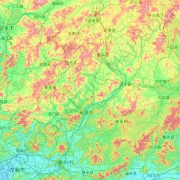 Dong River topographic map, elevation, terrain