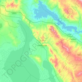 Şereflikoçhisar topographic map, elevation, terrain