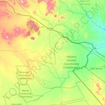 Kenyawa-Poka ward topographic map, elevation, terrain