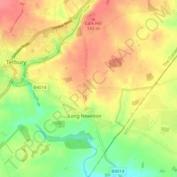 Long Newnton topographic map, elevation, terrain