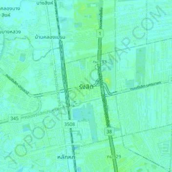 Rangsit City Municipality topographic map, elevation, terrain