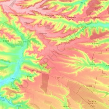 Bâcleș topographic map, elevation, terrain