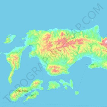 Seram Bagian Barat topographic map, elevation, terrain
