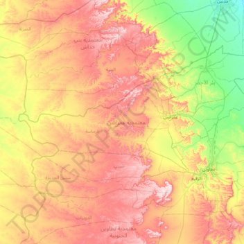 غمراسن topographic map, elevation, terrain