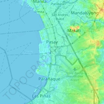 Pasay topographic map, elevation, terrain