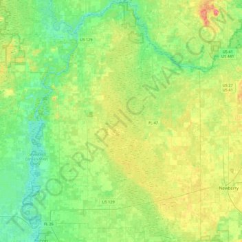 Gilchrist County topographic map, elevation, terrain