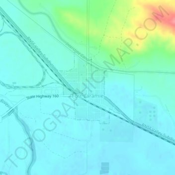 Fort Laramie topographic map, elevation, terrain