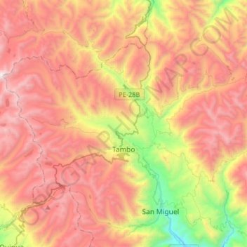 Tambo topographic map, elevation, terrain