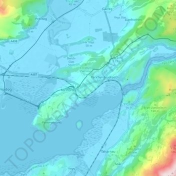 Penrhyndeudraeth topographic map, elevation, terrain